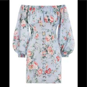 Zimmermann Women's Floral Blue Bowie Off Shoulder
